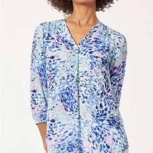 Jones New York Blue Patterned Tunic Top. Size XL. NWT.